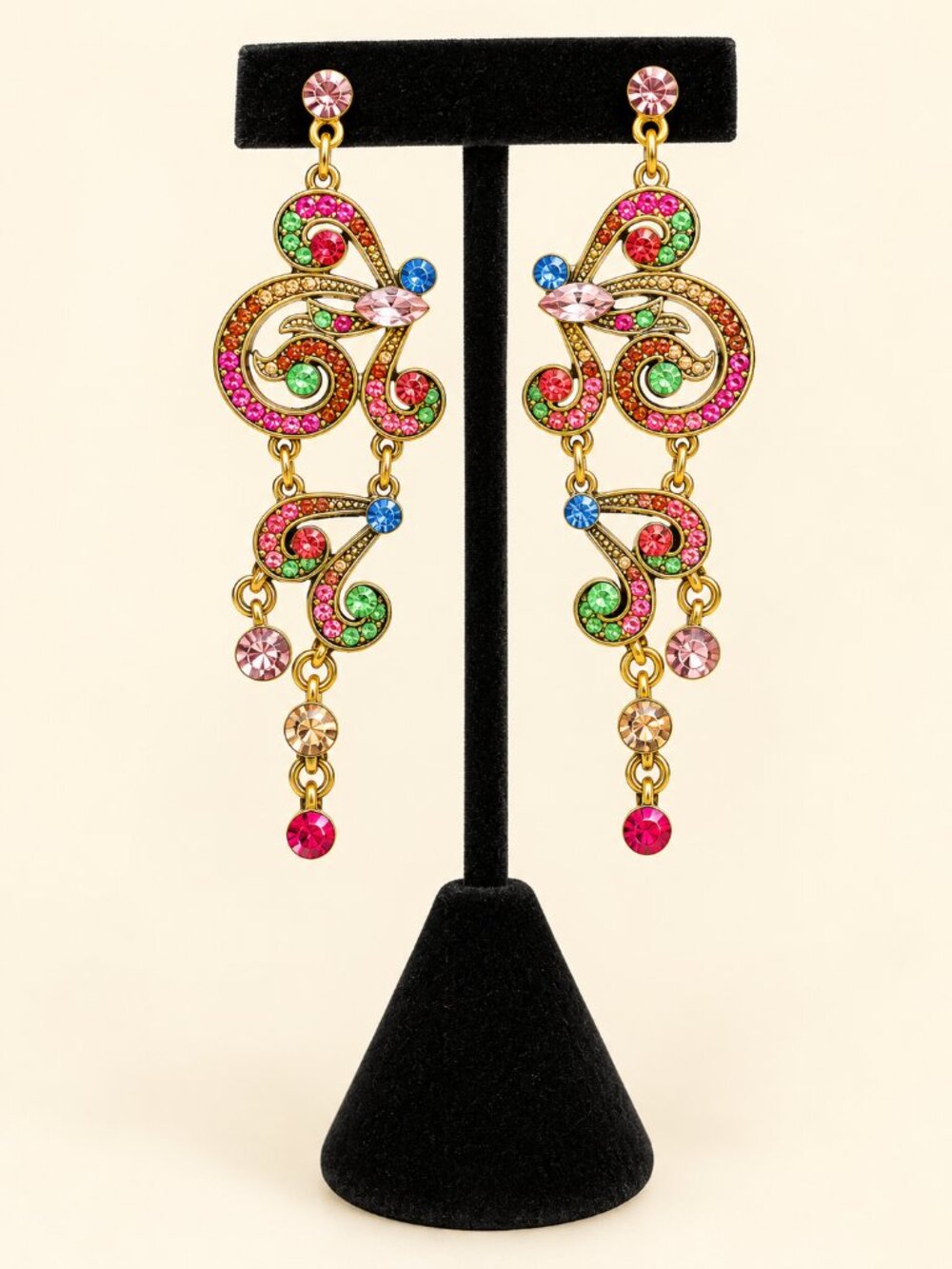 Rhinestone Bling Paisley Drop Earrings